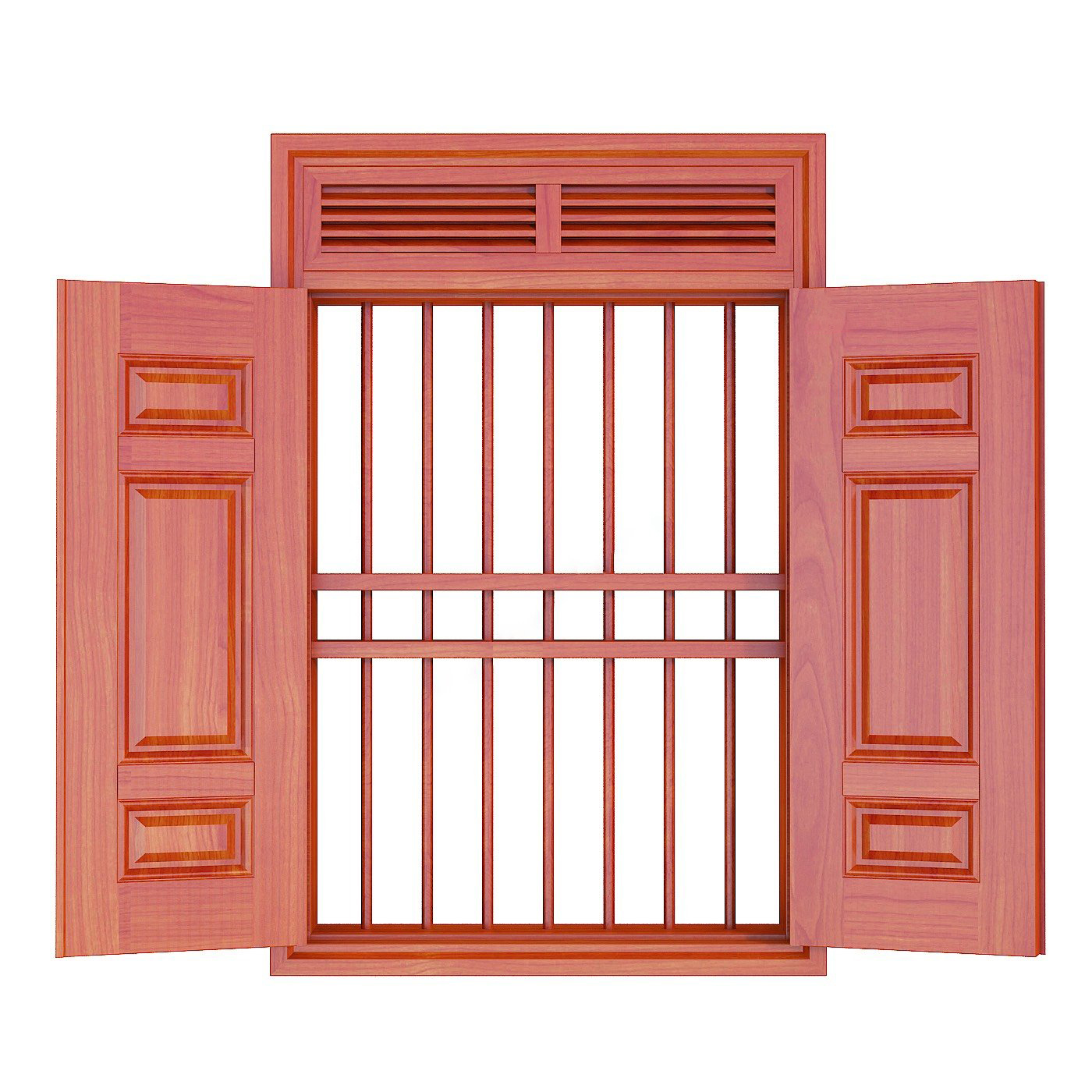 Cửa sổ thép vân gỗ 2 cánh - Mẫu 2