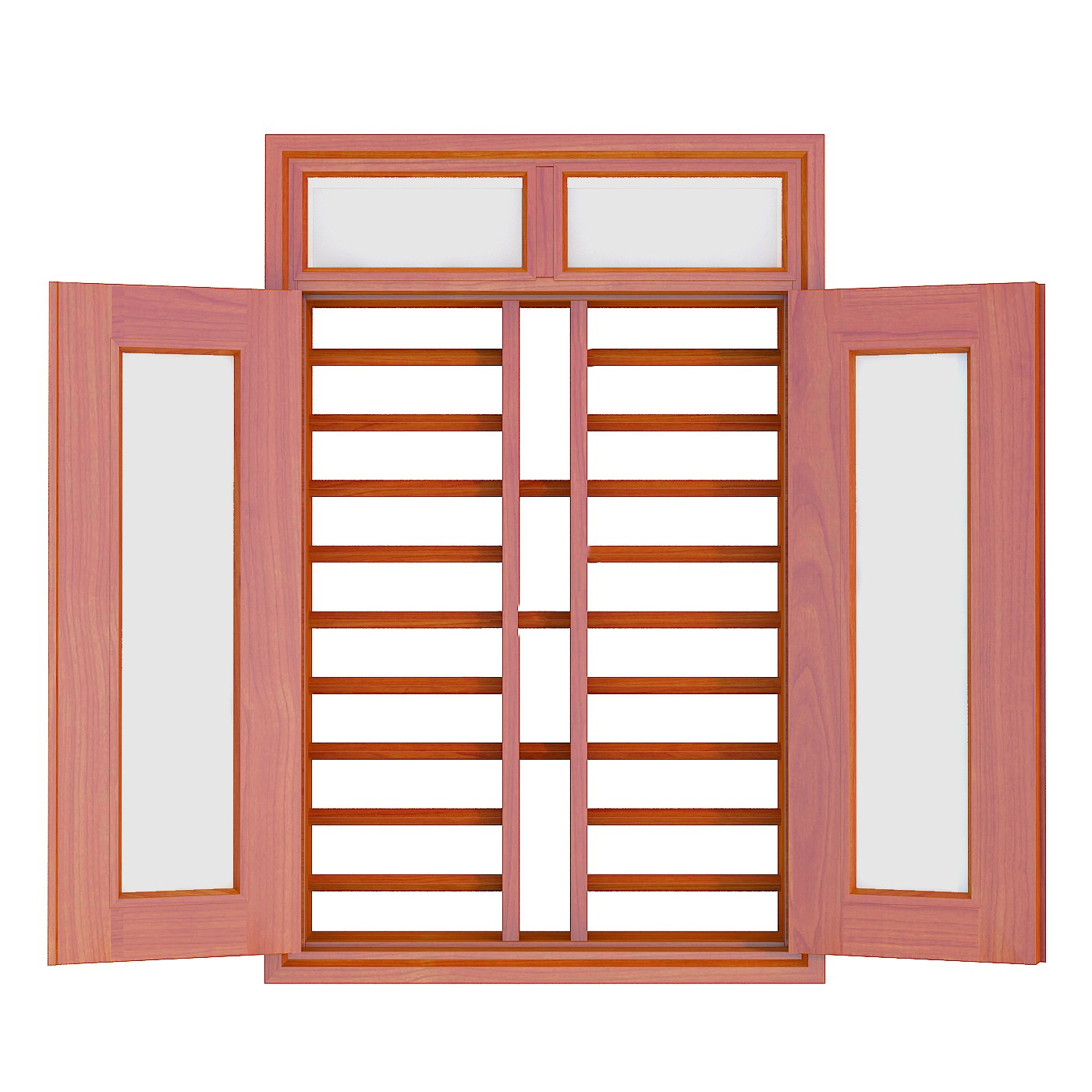 Cửa sổ thép vân gỗ 2 cánh - Mẫu 1