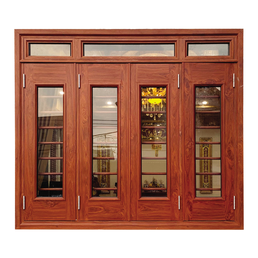 Cửa sổ thép vân gỗ 4 cánh - Mẫu 1