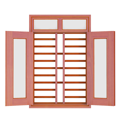 Cửa sổ thép vân gỗ 2 cánh - Mẫu 1